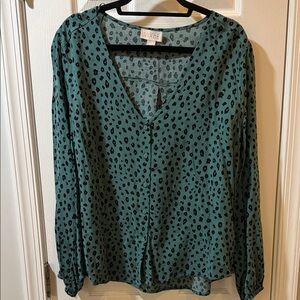 Green Leopard Print Women's Top